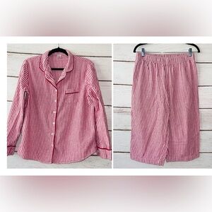 Liz Claiborne Red & White Pinstripe Pajama Set | Size M Classic Cute Comfortable